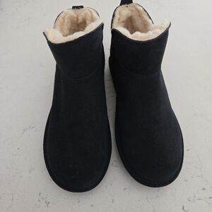 BearPaw Black Booties with Soft Cream Interior